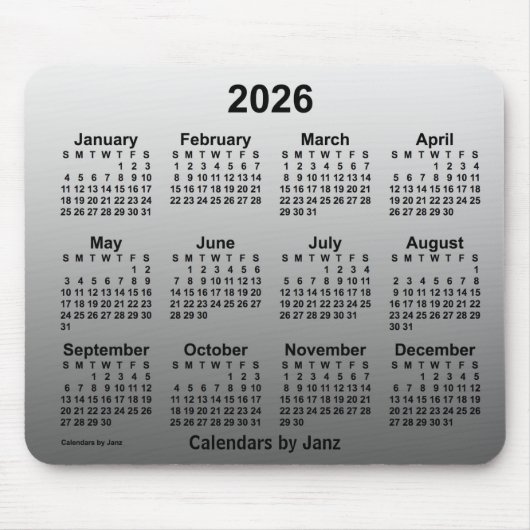 2026 Faded witte kalender van Janz Muismat (Voorkant)