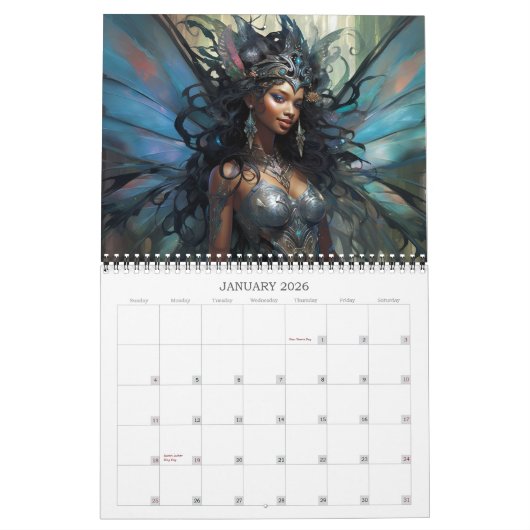 2026 Fairies 9 Black Fantasy Art Kalender (Jan 2026)
