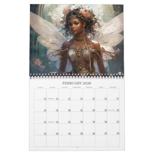 2026 Fairies 9 Black Fantasy Art Kalender (Feb 2026)