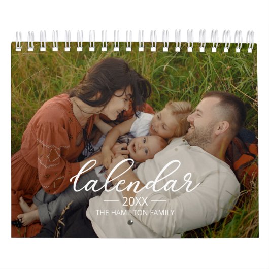 2026 Familie Aangepaste Foto Chic Script Kalender (Hoes)