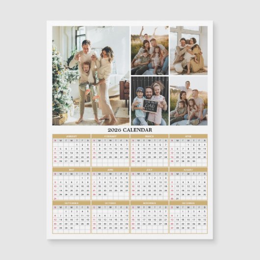 2026 Familie Foto's Kalender Magnetische Kaart (Voorkant)