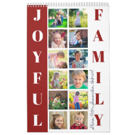2026 Familiefoto Collage Monogrammed Bourgogne Kalender