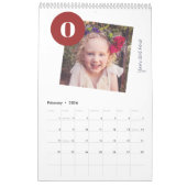 2026 Familiefoto Collage Monogrammed Bourgogne Kalender (Feb 2026)