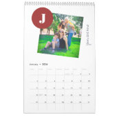 2026 Familiefoto Collage Monogrammed Bourgogne Kalender (Jan 2026)