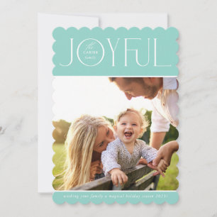 2026 FAMILIEFOTO moderne elegante JOYFUL zachte mi Feestdagenkaart