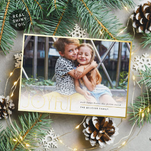 2026 FAMILIEFOTO moderne kinderen JOYFUL hart rood Folie Feestdagenkaart