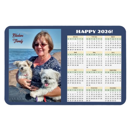2026 Familiekalender Fotomagneet Magneet (Horizontaal)
