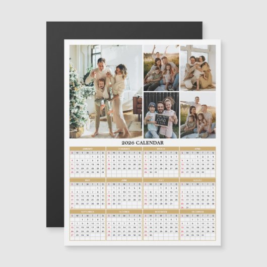 2026 Family Photos Calendar Magnetic Card (Voorkant / Achterkant)