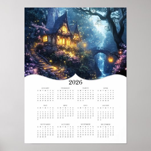 2026 Fantasy Cottage Volle Jaar Muur Kalender Poster (Voorkant)
