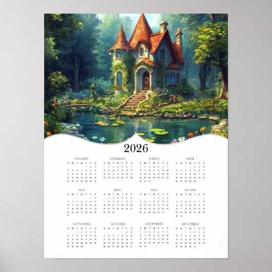 2026 Fantasy Cottage Volle Jaar Muur Kalender Poster (Voorkant)