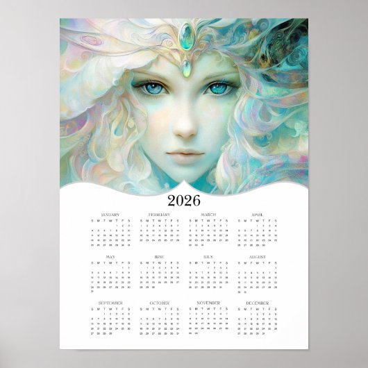 2026 Fantasy Dame Jaarlijkse Muurkalender Poster (Voorkant)