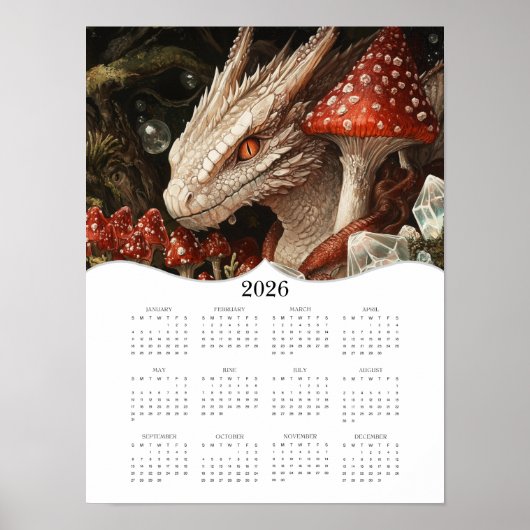 2026 Fantasy Dragon Volle jaar Muur Kalender Poster (Voorkant)