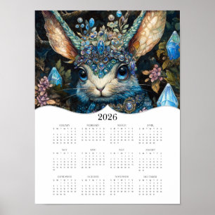 2026 Fantasy Konijn Volle Jaar Muur Kalender Poster
