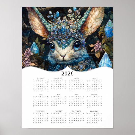 2026 Fantasy Konijn Volle Jaar Muur Kalender Poster (Voorkant)