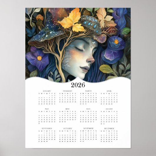 2026 Fantasy Natuur Vrouw Voljaar Muurkalender Poster (Voorkant)
