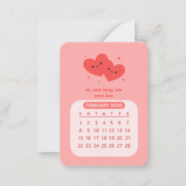 2026 Februari Maandelijkse Kawaii Motiverende Kale Notitiekaartje