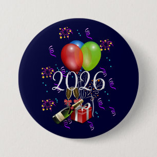2026 Feest, tijd voor feest. Ronde Button 7,6 Cm