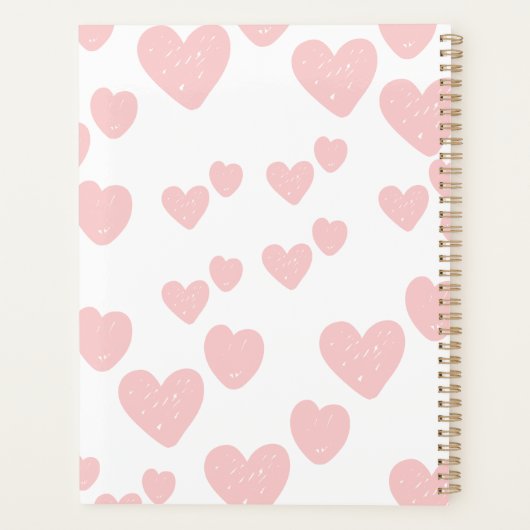 2026 Feminine Planner | Soft Pink Hearts & Elegant (Achterkant)