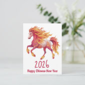 2026 Fiery Horse – Happy Chinese New Year Briefkaart (Staand voorkant)