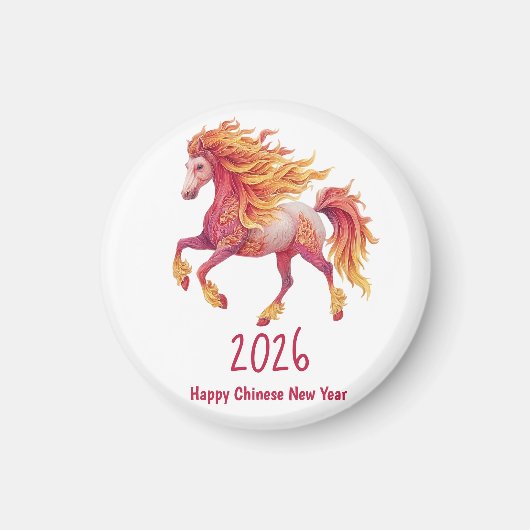 2026 Fiery Horse – Happy Chinese New Year Magneet (Voorkant)