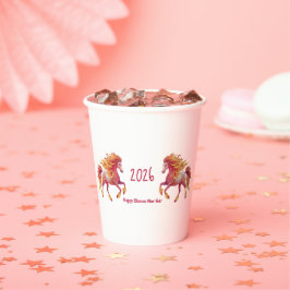 2026 Fiery Horse – Happy Chinese New Year Papieren Bekers