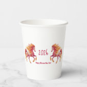 2026 Fiery Horse – Happy Chinese New Year Papieren Bekers (Achterkant)