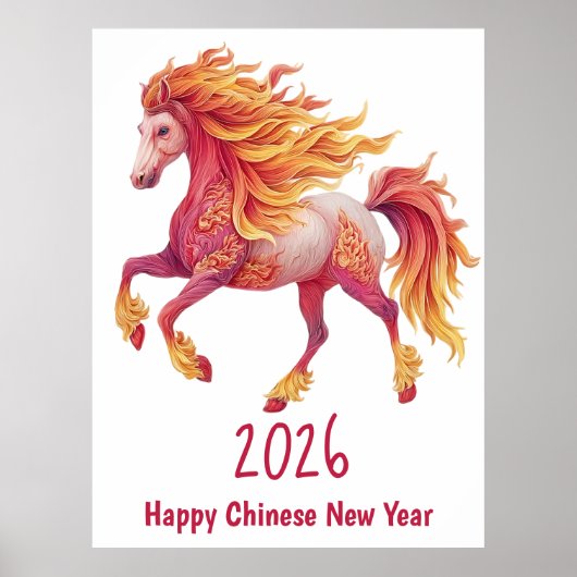 2026 Fiery Horse – Happy Chinese New Year Poster (Voorkant)