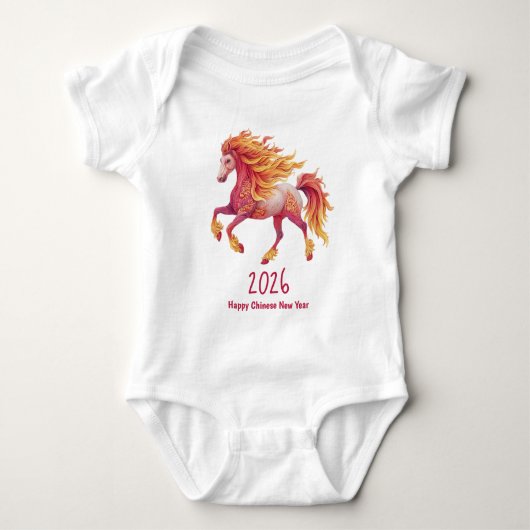 2026 Fiery Horse – Happy Chinese New Year Romper (Voorkant)