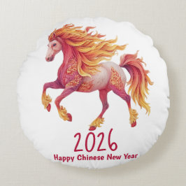 2026 Fiery Horse – Happy Chinese New Year Rond Kussen