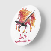 2026 Fiery Horse – Happy Chinese New Year Ronde Klok (Hoek)