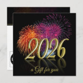 2026 Fireworks Gold Happy New Year | Gift Card (Voorkant / Achterkant)
