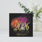 2026 Fireworks Gold Happy New Year | Gift Card (Staand voorkant)