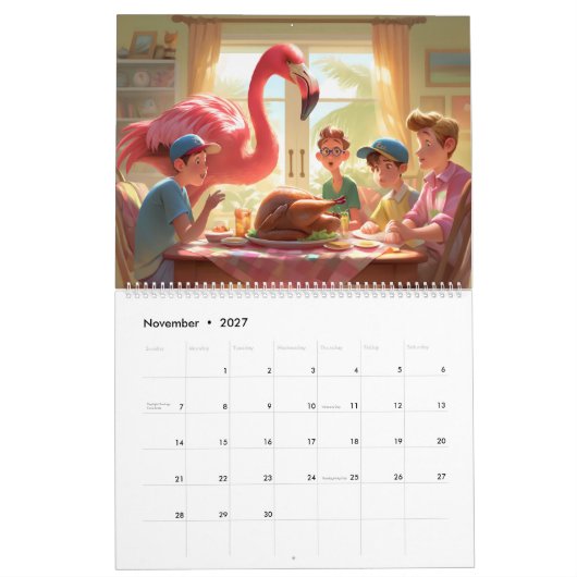 2026 Flamingo Flair Muurkalender Kalender (Nov 2027)