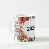 🌸☕ “2026 Floral Bloom” Mug 🌿✨ Koffiemok (Voorkant links)