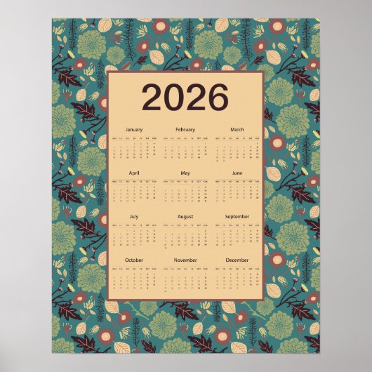 2026 Floral Calendar Poster (Voorkant)