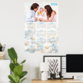 2026 Floral Calendar with Family Photo Poster (Thuiskantoor)