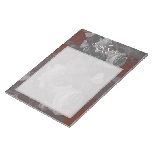 2026 Floral Chic Artistic Typography Brick Red Notitieblok (Schuin)