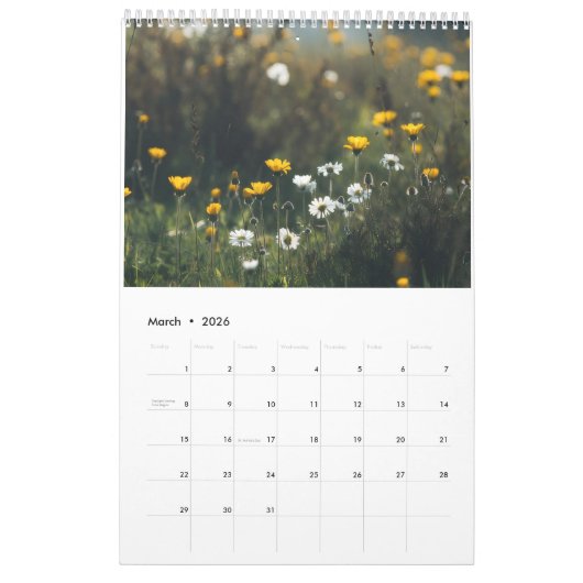 2026 Flowers Calendar (Images created by Grok) Kalender (Mar 2026)