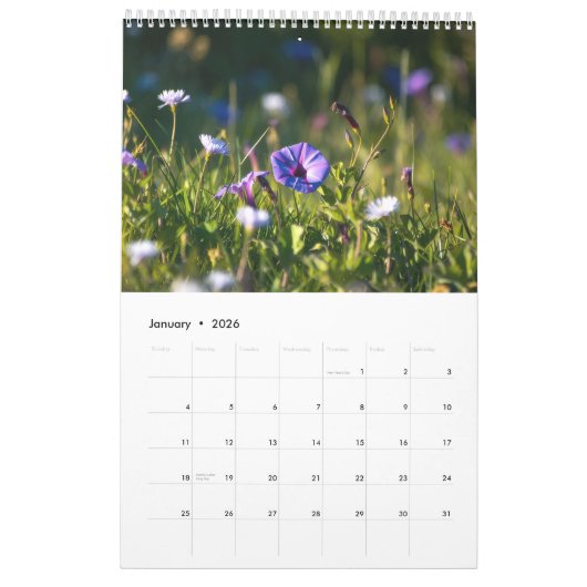 2026 Flowers Calendar (Images created by Grok) Kalender (Jan 2026)
