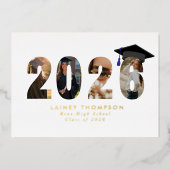 2026 Folie Typografie 4 Afbeelding Afstuderen Uitnodiging (Voorkant)