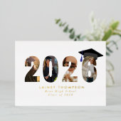 2026 Folie Typografie 4 Afbeelding Afstuderen Uitnodiging (Staand Voorkant)