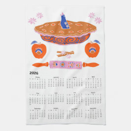 2026 Folk Art Cottagecore Apple Pie Kalender Theedoek