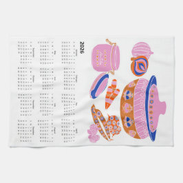 2026 Folk Art Cottagecore Casserole Kalender Theedoek