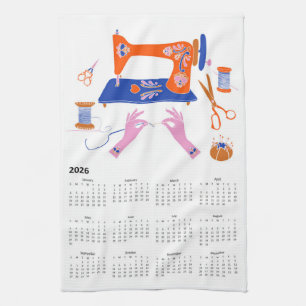 2026 Folk Art Cottagecore naaikalender Theedoek