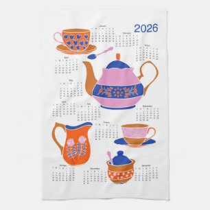 2026 Folk Art Cottagecore Tea Tijdskalender Theedoek