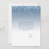 2026 Foto Blauwe Glitter Drip Afstuderen Bedankkaart (Achterkant)