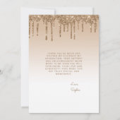 2026 Foto Gouden Glitter Drip Afstuderen Bedankkaart (Achterkant)