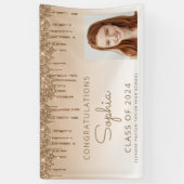 2026 Foto Gouden Glitter Drip Afstuderen Spandoek (Verticaal)