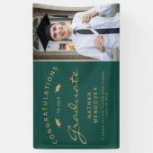 2026 Foto Groen en Goud Afstuderen Spandoek (Verticaal)