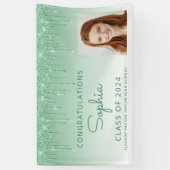 2026 Foto Groene Glitter Drip Afstuderen Spandoek (Verticaal)